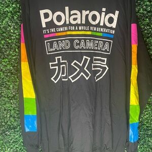 Polaroid Black and Yellow Long Sleeve Tee with Rainbow Sleeves
